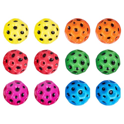 Wulou Super High Bouncing Space Moon Balls Extreme Bounce for Kids Sensory Play and Athlete Training 12 Pack