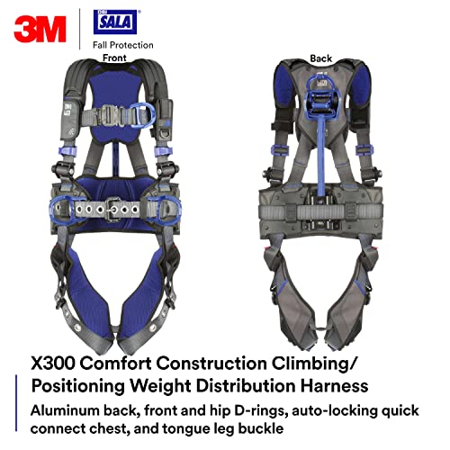 3M Dbi-Sala Comfort Construction Weight Distribution Climbing/Positioning Safety Harness, Fall Protection, Osha, Ansi, Back, Front And Hip D-Rings, Anti-Sliding Dorsal D-Ring, Tongue Leg Buckle,Medium #TOP1