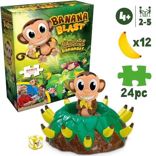 Goliath Banana Blast - Pull The Bananas Until The Monkey Jumps Game - Includes a Fun Colorful 24pc Puzzle by Goliath , Green - Thumbnail 3