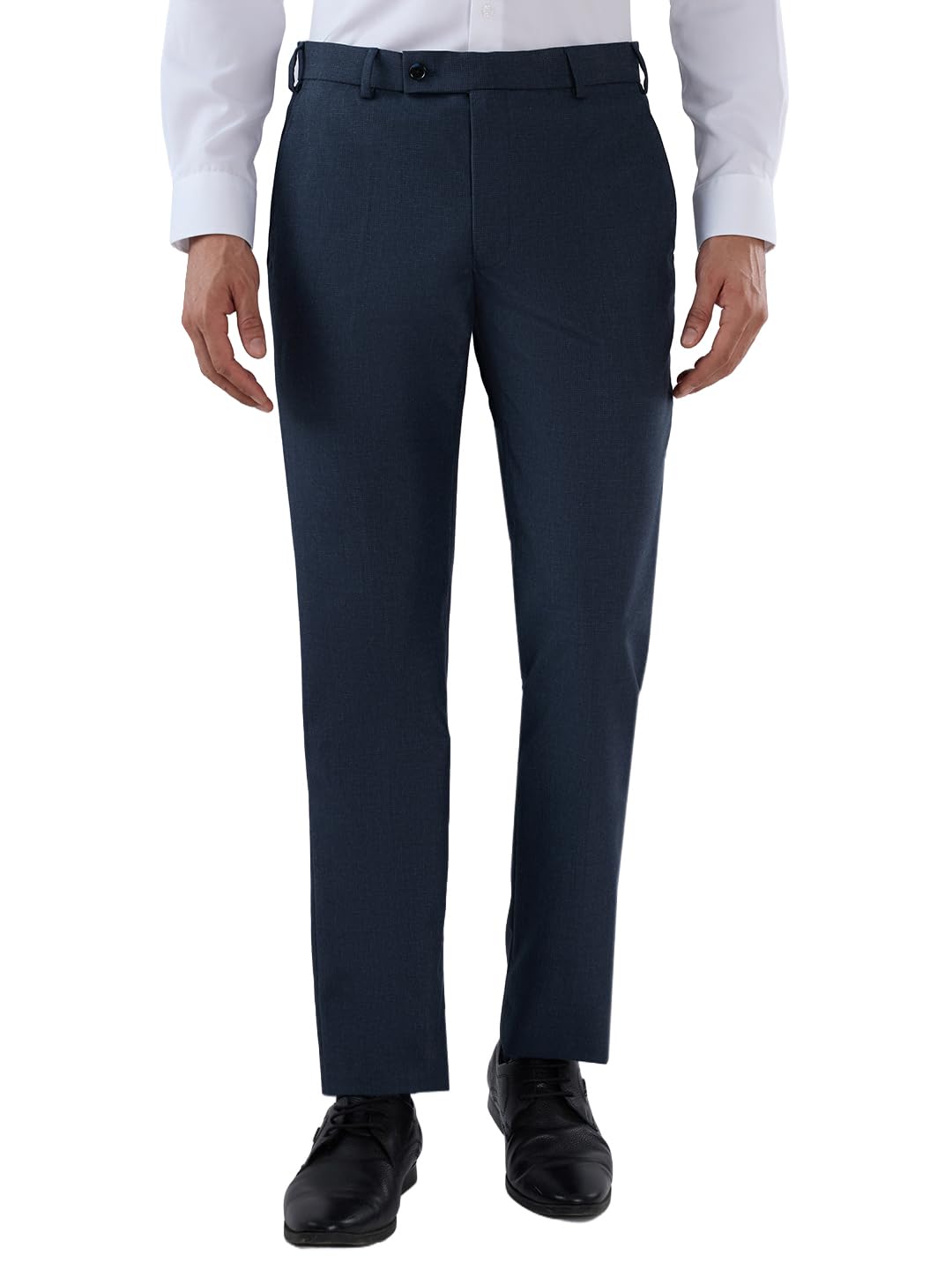 park avenue Men Slim Fit Structure Pattern Polyester Blend Flat Front Formal Trouser-picture-11