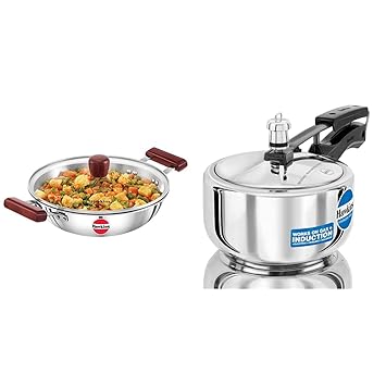 Hawkins Tri-Ply Stainless Steel Induction Compatible Deep-Fry Pan with Glass Lid,Capacity 2.5 Litre,Diameter 26 Cm,Thickness 3 Mm,Silver(Ssd25G) Stainless Steel Induction Compatible Pres,2.5 Liter