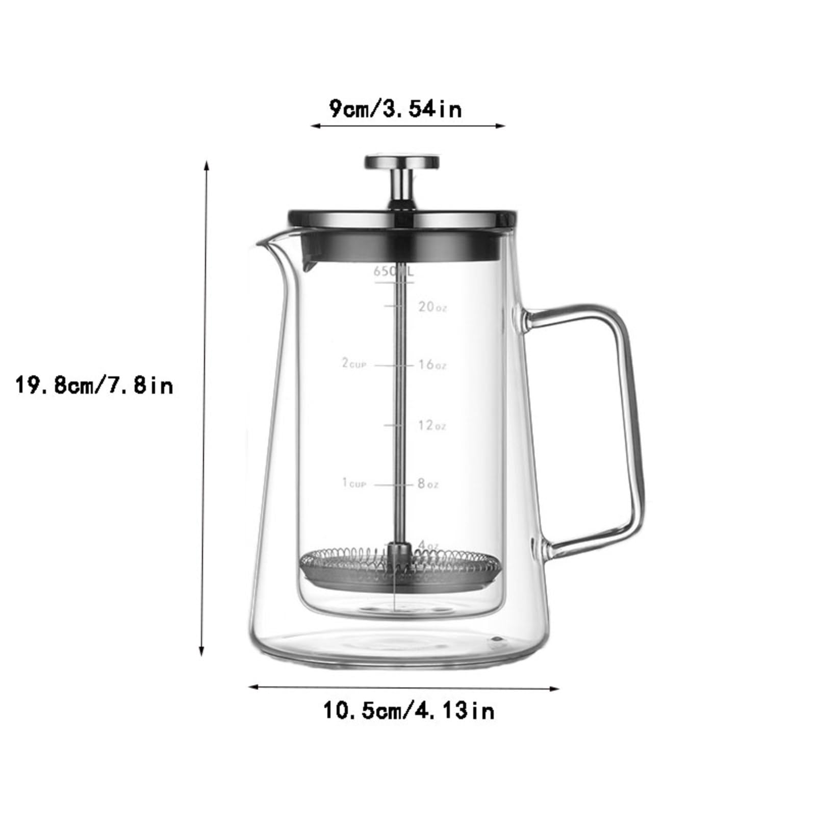 Francuski dzbanek do kawy 650 ml żaroodporne szkło borokrzemowe przenośny filtr do podróży do domu prezent kawa herbata można myć w zmywarce (650ml)