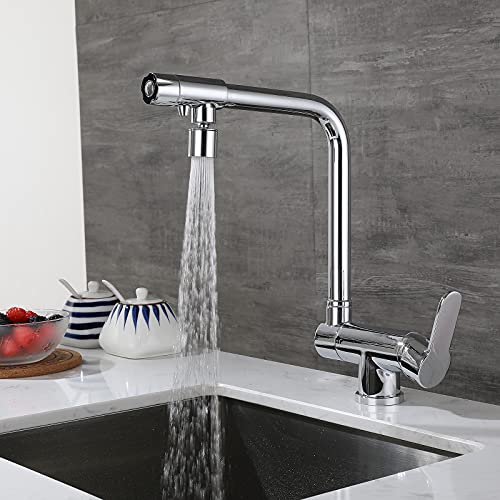 SJQKA-3 Way Kitchen Taps, for Window Folding Sink Mixer Tap, Drinking Purifier Water Tap Brass 360 Degree Swivel Spout (Silver) - Image 3