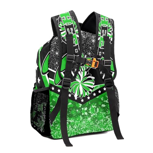 Custom Cheer Green Cheerleader Waterproof Backpack Casual School Bags Bookbag Daypack for Birthday Holiday Gift2