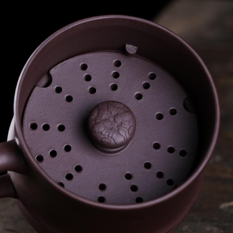 Petites tasses à Thé Tasse à thé en argile violette de 650ml avec filtre et couvercle, tasse brassage bureau grande capacité