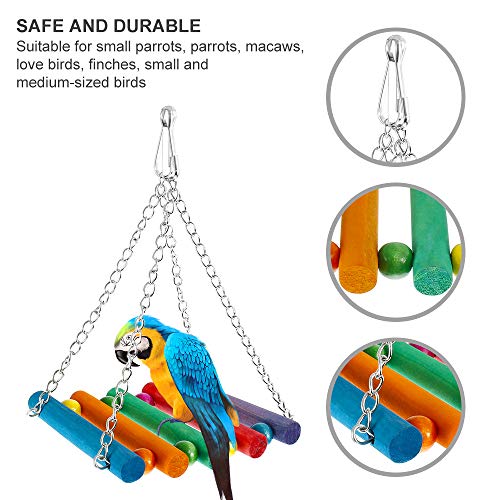 Welpettie 7pcs Bird Toys Parrot Swing Chewing Toy Set Hanging Bell with Hammock Birds Cage Toys Suitable for Small Parakeets, Cockatiel, Conures, Finches, Budgie, Macaws, Parrots, Love Birds