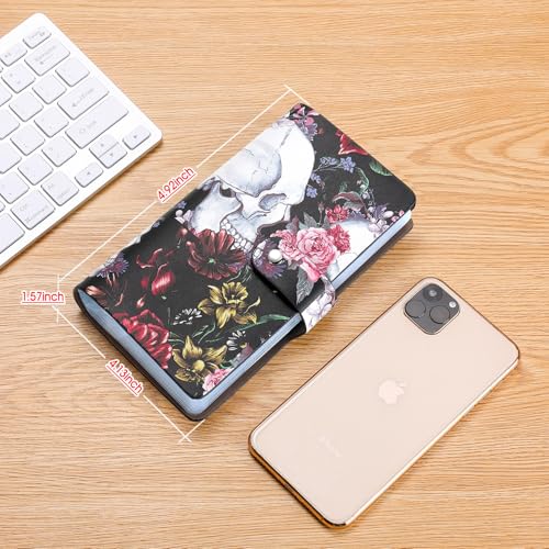 Romozi RFID Credit Card Organizer, Leather Business Card Holder with 96 Card Slots, Credit Card Book for Keep Your Cards Organized and Prevent Them from Being Lost or Damaged (Skeleton Flower) - Thumbnail 6