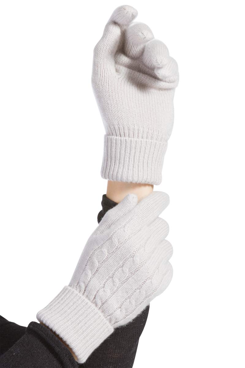 Fishers Finery Women's 100% Pure Cashmere Gloves | Cable Knit Design