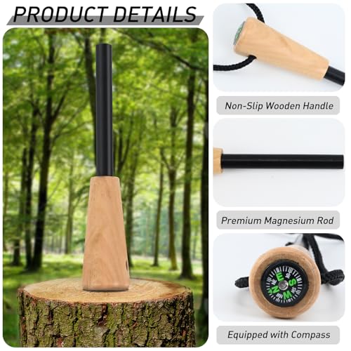 Ferro Rod Flint Fire Starter Kit with Compass - Image 3