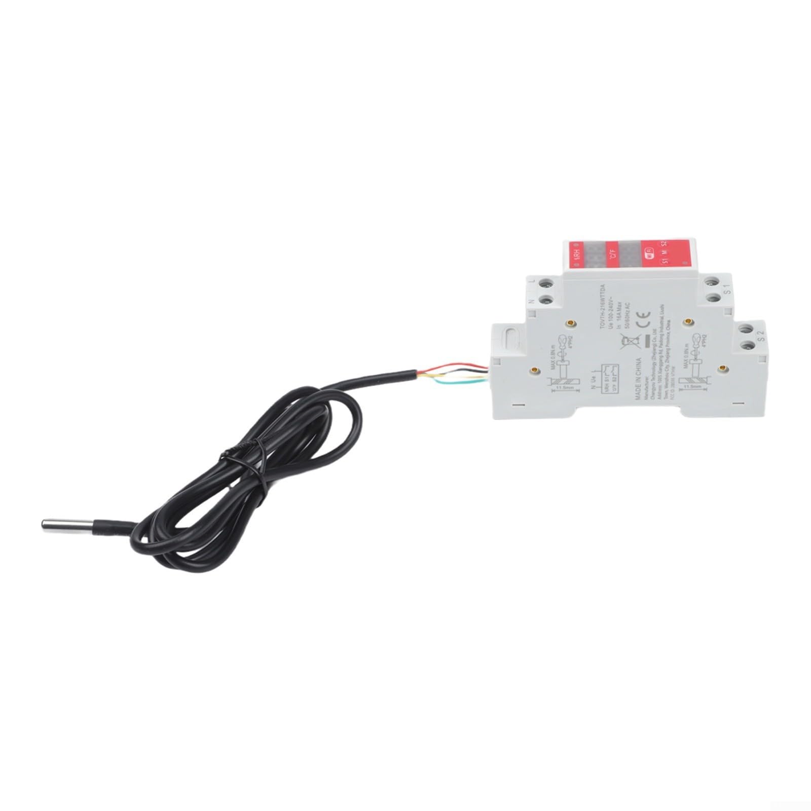 GLOBALHUT Termostato Digital Carril DIN con Sonda para Control para preciso