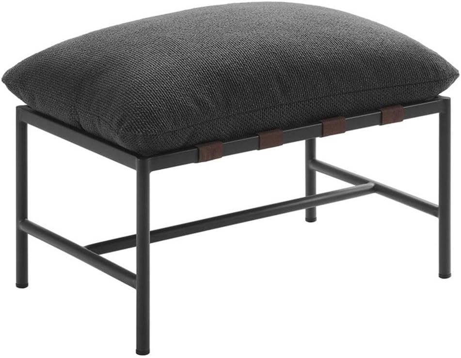 Pemberly Row Outdoor Lounge Chair and Ottoman Set, Powder-Coated Aluminum Frame, Charcoal Boucle Waterproof Cushions, Faux Wood Arms, Poly Strap Support, Contemporary Patio Seating