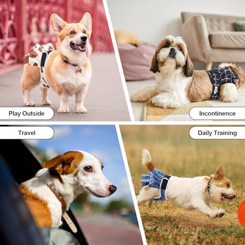 Image of Reusable Dog Diapers Female Medium Washable, Premium Doggie Diaper for Dogs, Pack of 3, Highly Absorbent Dog Diaper for Heat, Incontinence and Puppy Training(M)