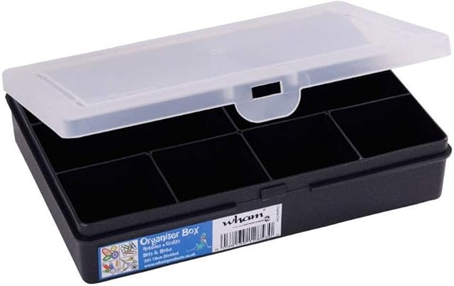 Wham 2.01 7 Division Plastic Organiser Storage Case, 19 cm, Black/Clear