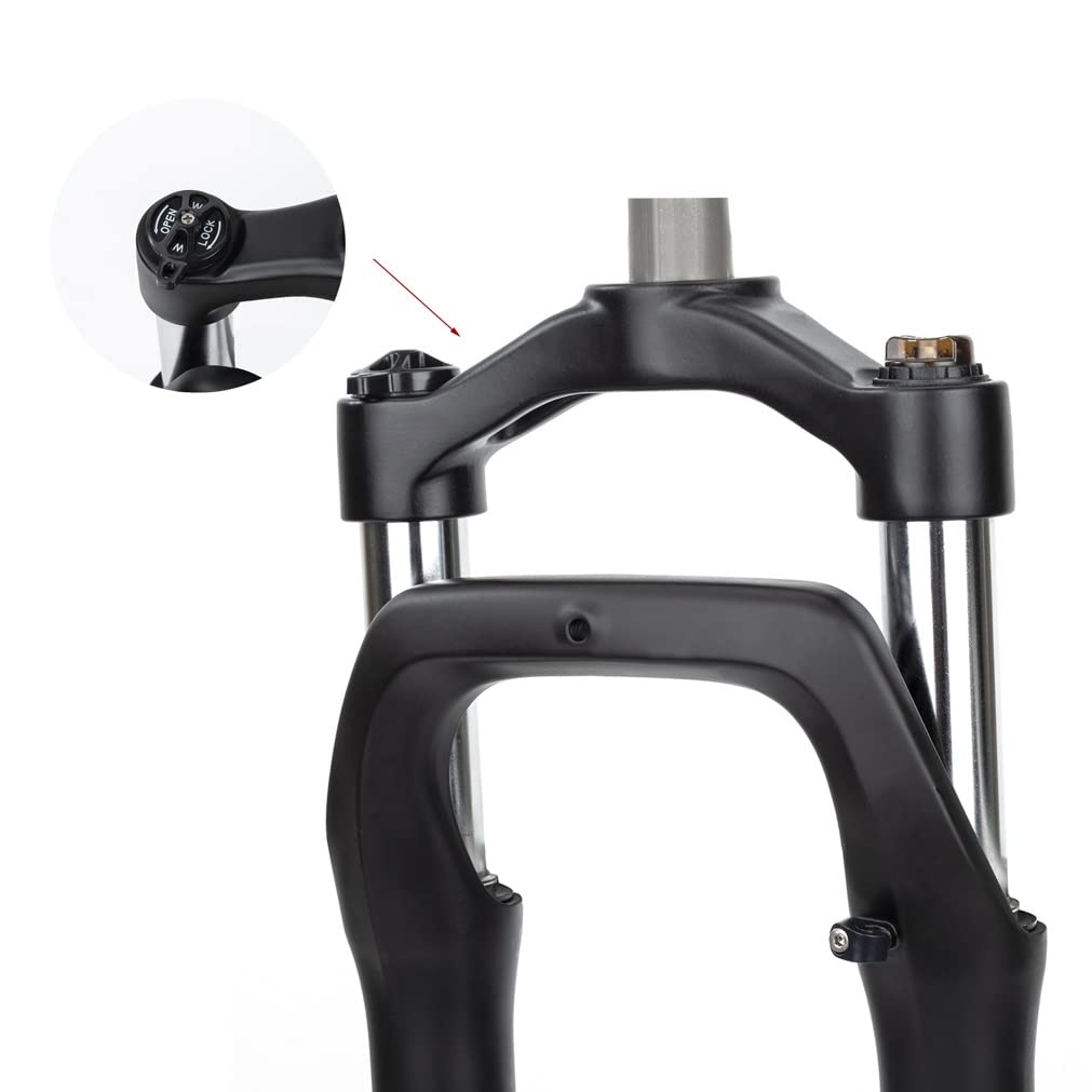 Widelec rowerowy 50 cm 26 cali 4 cale opona śnieg plaża zawieszenie roweru elektrycznego podróż 100 mm hamulec tarczowy 1-0,1 cala przedni rower QR 9 mm blokada ręczna (kolor: 20 cali czarny)