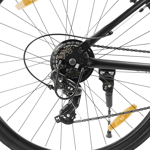 Image of ROADGIANT Retro 700 C | Hy-Bird City Bike | Steel Alloy Frame Bicycle | V- Brakes | 21 Speed Shimano | Rigid Fork | Unisex Bike |for All-Terrain Riding (Matt Black)