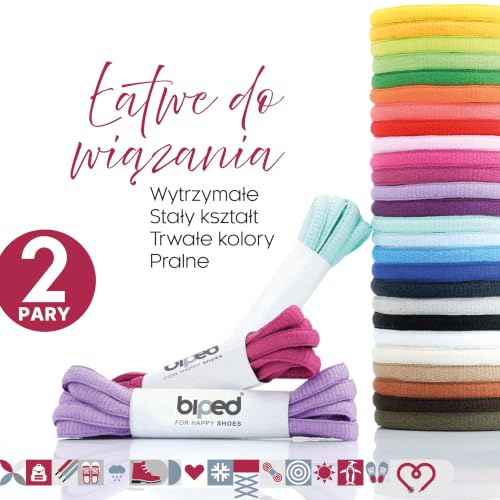 biped LACES 2 pary owalnych sznurowadeł 6 mm – wytrzymałe premium sznurówki z poliestru – sznurówki do butów sportowych, sneakersów i bootsów z2912(#29 Navy Blue,120 cm)