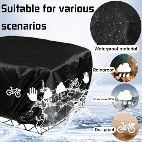 AUNGCSHE Regenschutz Fahrradkorb, Fahrradkorb Regenschutz mit Gummizug, Korbabdeckung Wasserdicht mit Reflexstreifen, Regenabdeckung für Korb hinten, für alle Körbe bis Größe 45x45cm (Schwarz)
