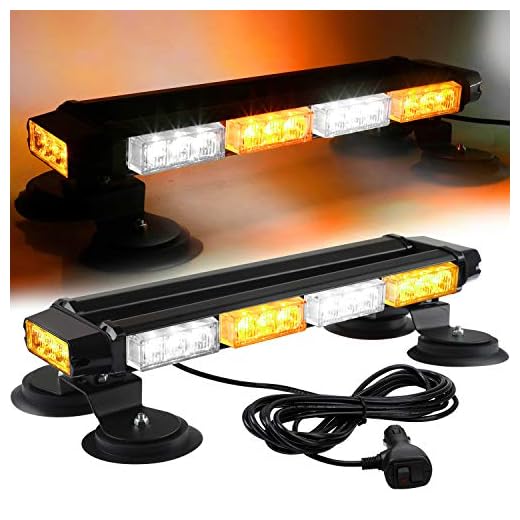 ASPL 16.8 Inch LED Strobe Flashing Light Bar, 26 Flashing Modes High Intensity Emergency Hazard Warning Beacon Lights with Magnetic Base for Car Trucks Trailer Roof Safety (Amber White Amber White)
