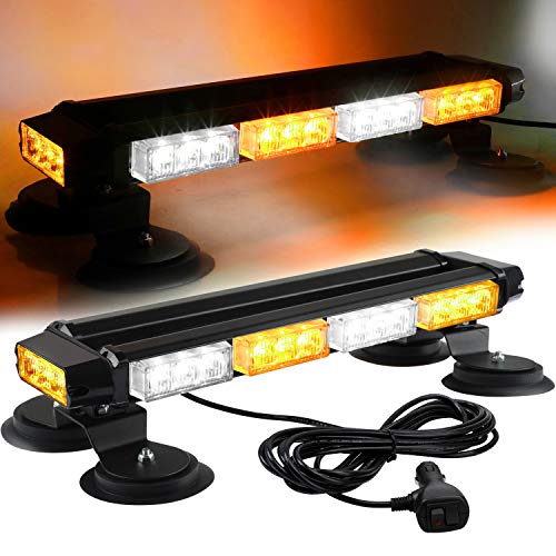 ASPL 16.8 Inch LED Strobe Flashing Light Bar, 26 Flashing Modes High Intensity Emergency Hazard Warning Beacon Lights with Magnetic Base for Car Trucks Trailer Roof Safety (Amber White Amber White) by ASPL - Used condition - US$44.64