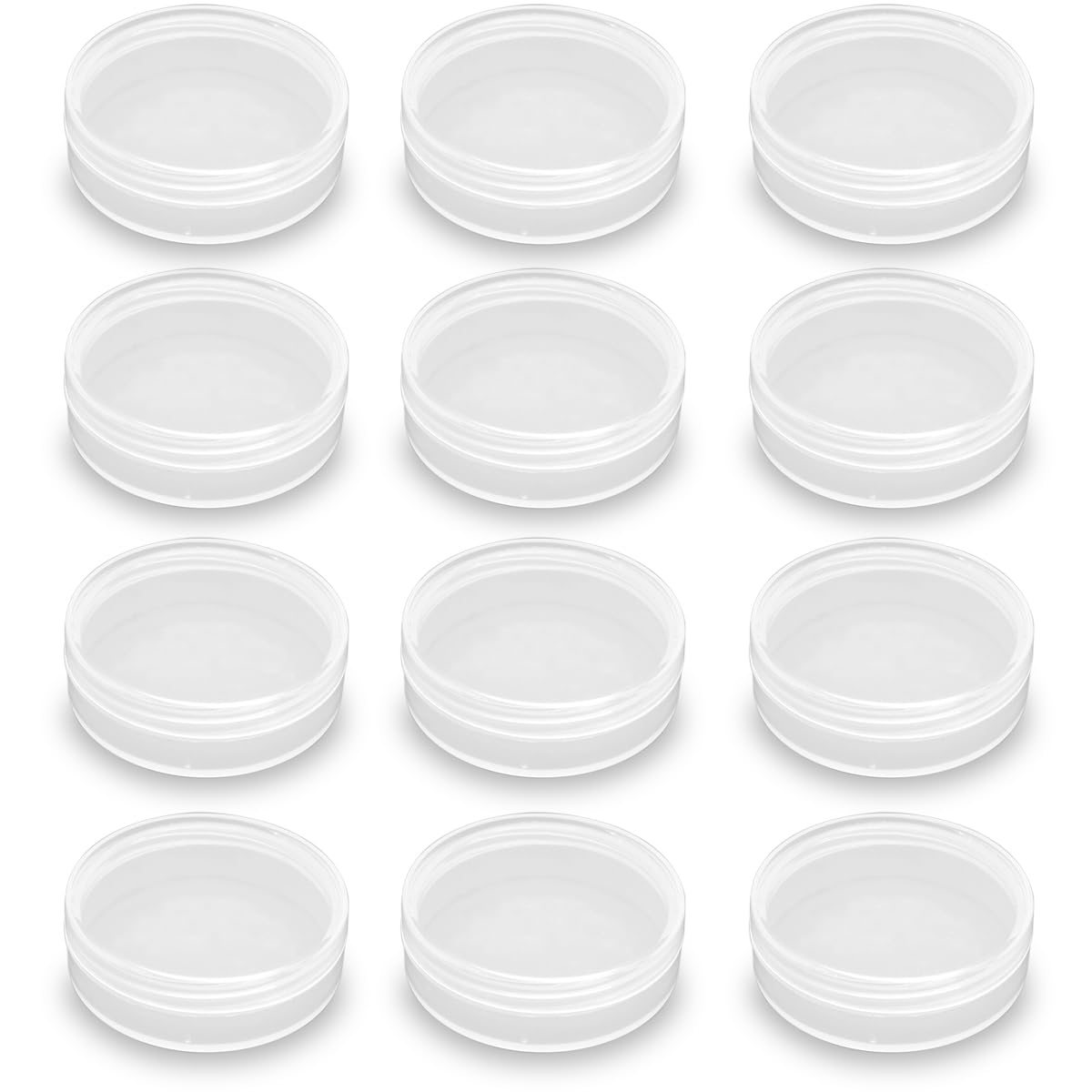 Farmer Mani 12 Pieces Mini Plastic Round Containers (0.5 oz) 2.17 x H0.71 Inch, Plastic Round Storage Jars for Collecting Small Items, Beads, Jewelry, Game Pieces, Crafts