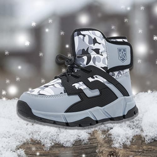 Waterproof Kids Snow Boots Toddlers Insulated Warm Fleece Lined Winter Boots Girls Lace U𝐩 Boots Size 5 Big Girls4