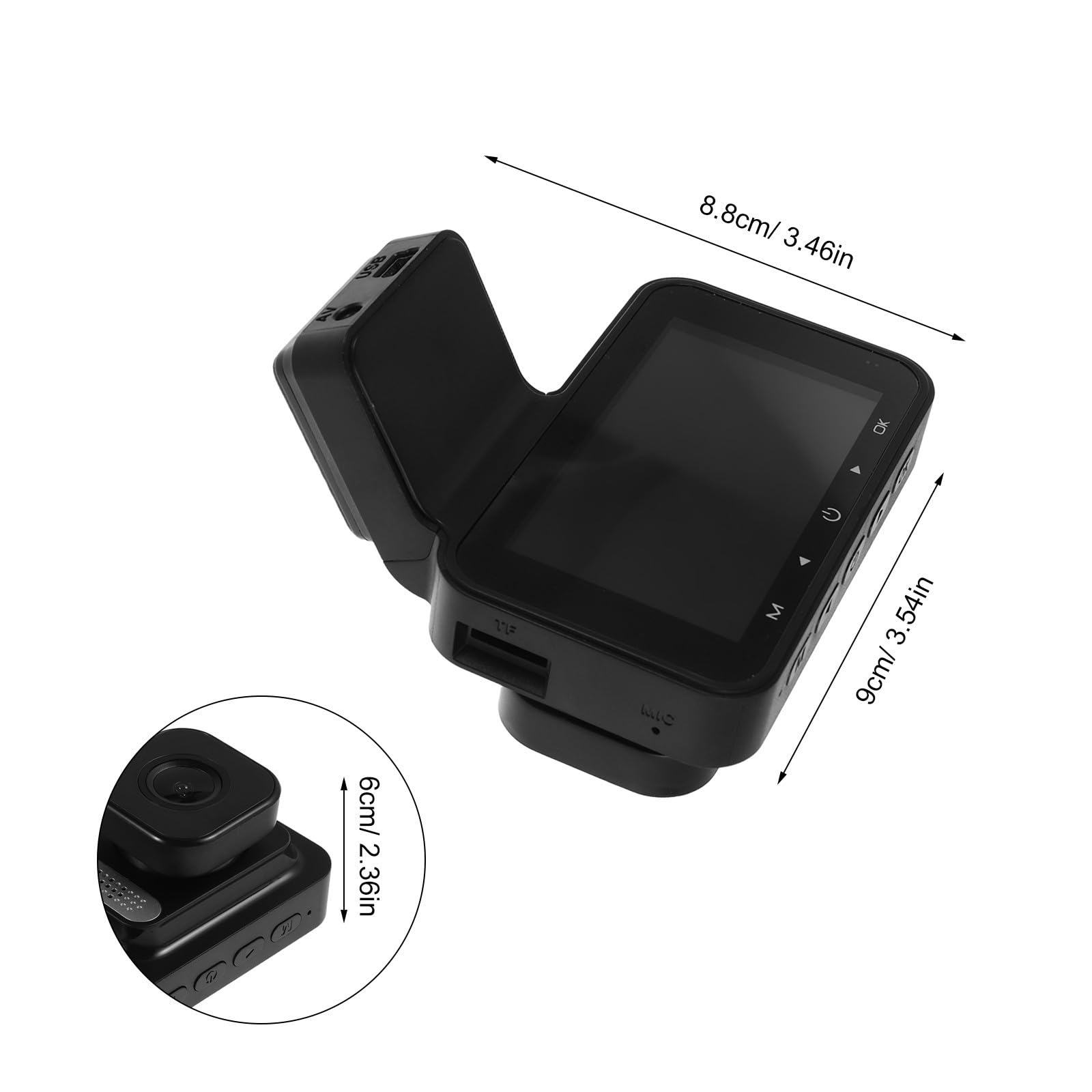 Dash Cam Auto Doppia Telecamera Frontale per Auto Nero ABS