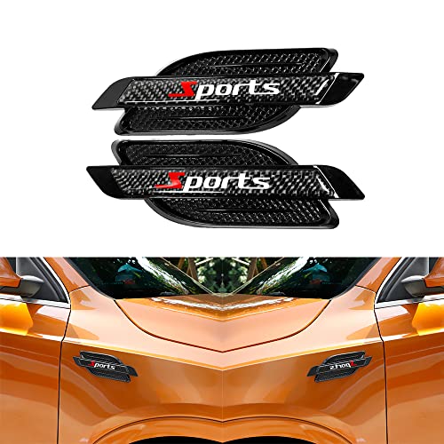 Image of Fender Side Vents Trim, Front Door Fender Protector Carbon Fiber Emblem Side Mark Stickers Decals Sports Decoration Lossless Installtion Accessories Sports Logo