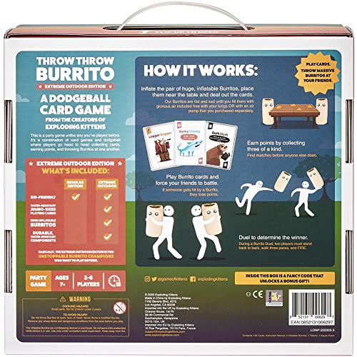 Throw Throw Burrito Extreme Outdoor Edition by Exploding Kittens - Card Games for Adults Teens & Kids - Fun Family Games - A Dodgeball Card Game