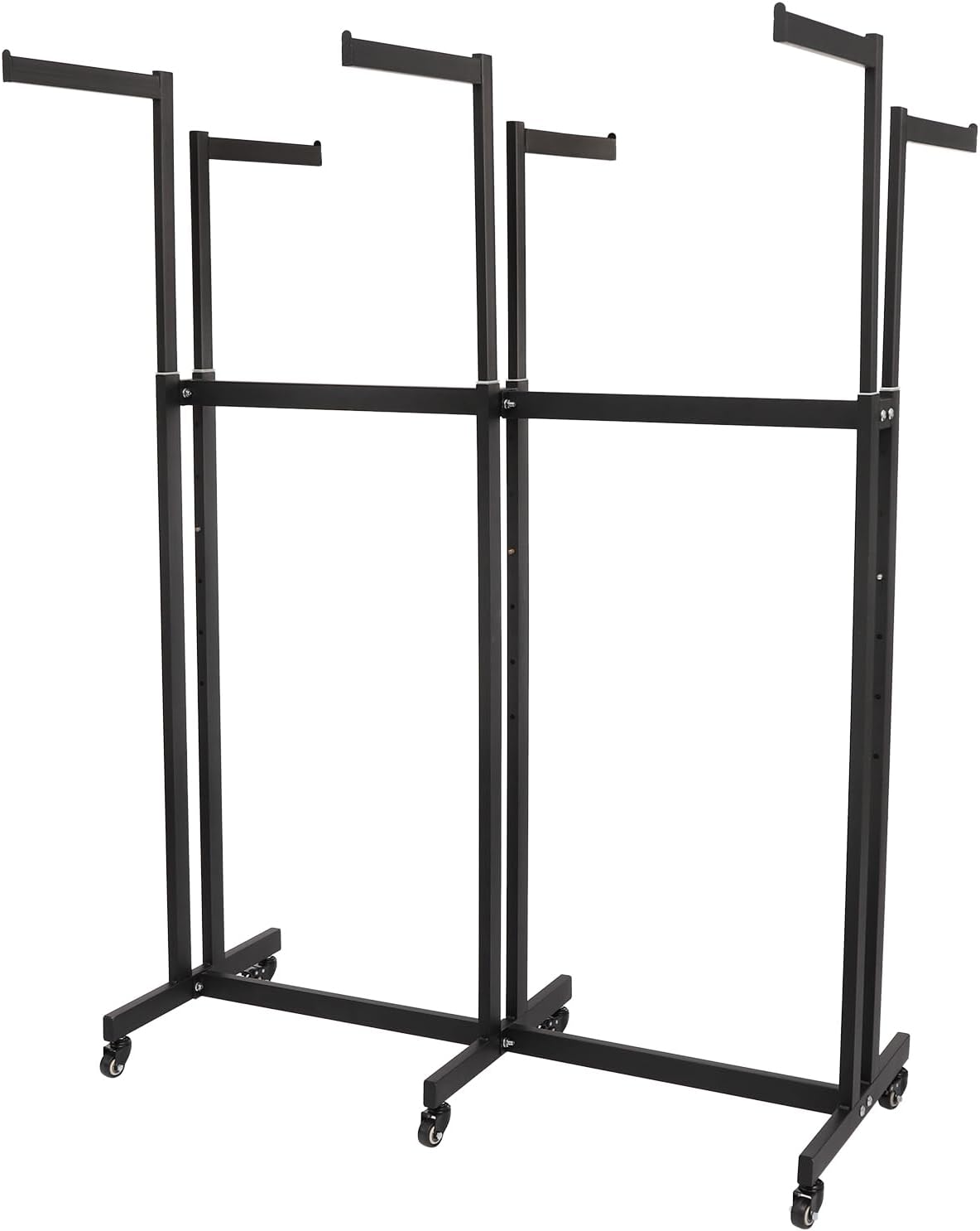Clothing Display Racks for Retail, Retail Display Racks With Wheels, Floor Standing Metal Garment Rack for Hanging Clothes, Retail Store, Bedroom, Laundry Room. (Black)