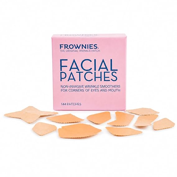 Frownies Facial Patches for Wrinkles on the Corner of Eyes & Mouth - Hypoallergenic Anti-Wrinkle Face Tape - Wrinkle Patch to Smooth & Soften Crows Feet & Smile Lines - For Overnight Use, 144 Patches