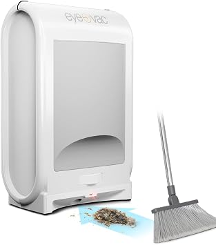 EyeVac Pro Touchless Vacuum Automatic Dustpan - Ultra Fast & Powerful - Great for Sweeping Salon Pet Hair Food Dirt Kitchen, Corded Canister Vacuum, Bagless, Automatic Sensors, 1400 Watt (White) | Durable Plastic Housing, Bagless Canister, Infrared Sensors, Corded 1400W Power, For Pet Hair, Salon Debris, Food Crumbs