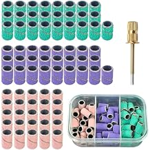 75Pcs Sanding Drums Kit, 80 120 180 Grit Sanding Bands Mini Drum Sander Sleeves with 3/32-Inch Shank Drum Sanding Mandrels for Drill Dog Nail Grinder