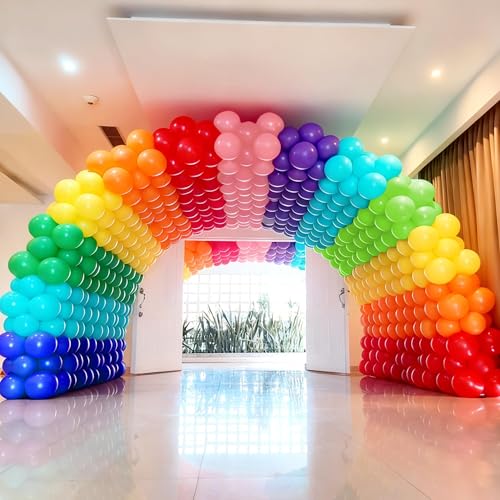 Image of Colorful Balloons 12 inch, Latex 50pcs Party Balloons | Red Dark Purple Orange Yellow Lime Green Light Blue Pink Balloons, Colorful Baby Shower, Birthday Party Decorations