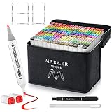 Banral 130 Colors Dual Tip Alcohol Based Markers, Twin Sketch Art Markers Set Pens for Artists Kids