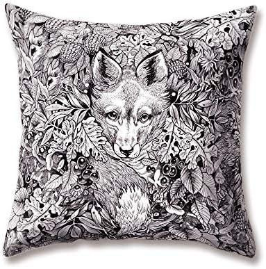 WEIANG Animal Cushion Covers Hand-drawn Cartoon Fox Printing 18x18/45x45cm Double-sided Throw Soft Plush Pillow Cases Home Sofa Bed Decorative