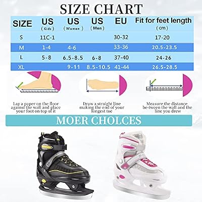 Ice Skates,Hockey Skates with Adjustable 4 Sizes,Soft Padding and Reinforced Ankle Support for Boys Girls Youth Men Women and Beginners