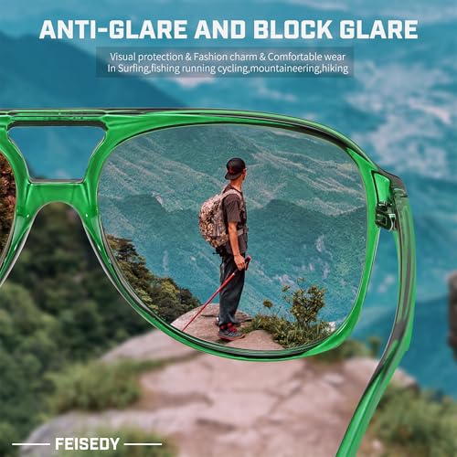 Image of FEISEDY Vintage Retro 70s Plastic Aviator Sunglasses Women Men Classic Large Squared Frame B2751