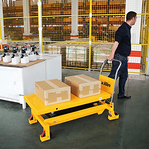 Xilin Manual Double Scissor Hydraulic Mobile Lift Table/Multi-Function Platform Cart 59" Lifting Height 1760Lbs Capacity Suitable For Assembly Line #TOP1
