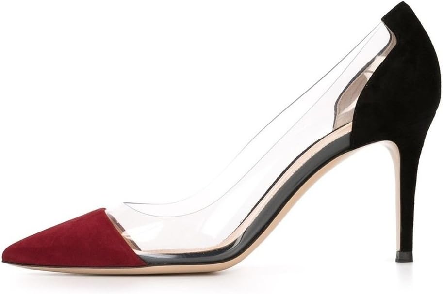 Womens Pointed Toe High Heel Court Shoes Transparent Pumps 80mm Ladies Dress Shoes