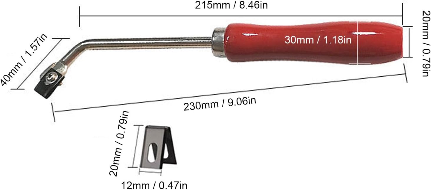 Garosa Floor Grooving Tool, Sturdy Manual Slotting Cutter with Spare Blades for PVC Flooring Installation Steel Red Beech Handle 3 Blade Set