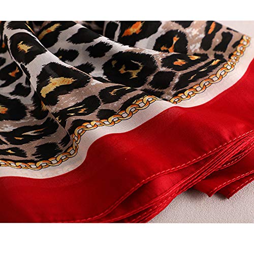 Alice Women Fashion Leopard Print Silky Satin Scarf Large Shawl Head Wrap Burgundy #TOP7