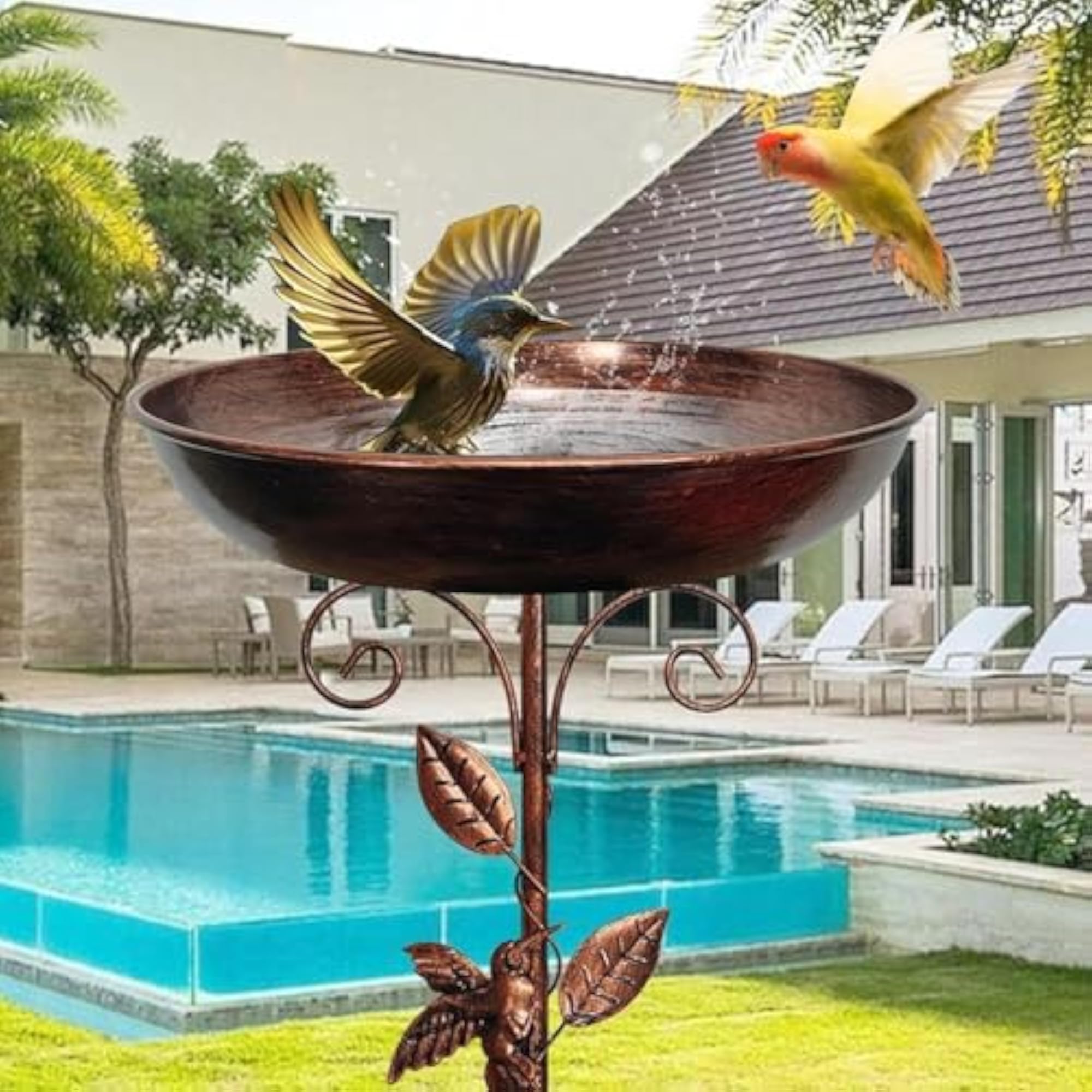 Metal Bird Bath Multipurpose Freestanding