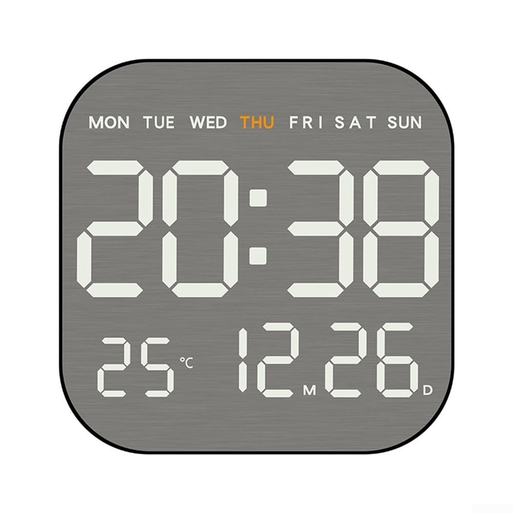 Horloge murale LED en métal brossé noir de prestige avec thermomètre et hygromètre