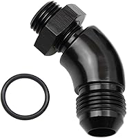 Vista 15 de 45 grados 6AN macho Flare a 6AN ORB puerto adaptador de flujo completo aluminio negro
