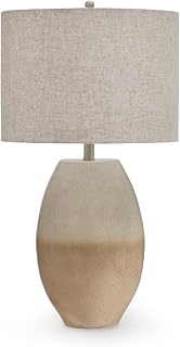 Signature Design by Ashley Linas 28" Farmhouse Table Lamp, Cream Beige