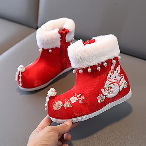 sfdgfhyf Flat Sole Boots Little Kid Girls Hanfu Shoes Girls Hanfu Boots Winter Tang Dress New Year Cotton Embroidery2