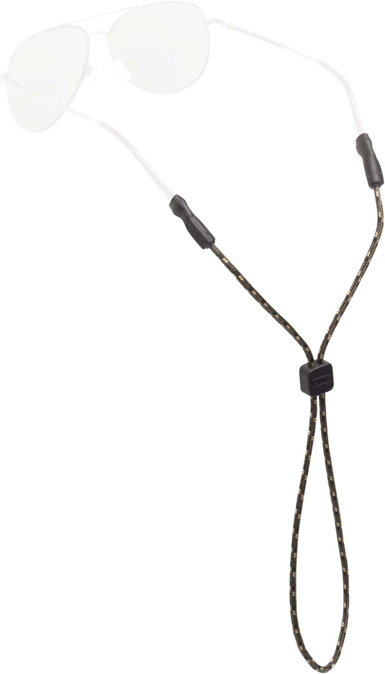 Chums 5 MM Universal Fit Retainer - Patented Tips Work with Most Eyewear - Unisex Sunglasses & Glasses Keeper - Adjustable Fit, Nylon Rope & Made in USA (5 MM, Olive/Gold/Black)