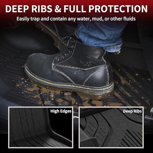 Image of LASFIT Floor Mats for BMW 5 Series G60 Gas 2024-2026 2027 530i 540i xDrive | Not Fit 550e Hybrid or i5 EV, All Weather TPE Custom Fit Floor Liners, 1st & 2nd Row Car Mats, Black