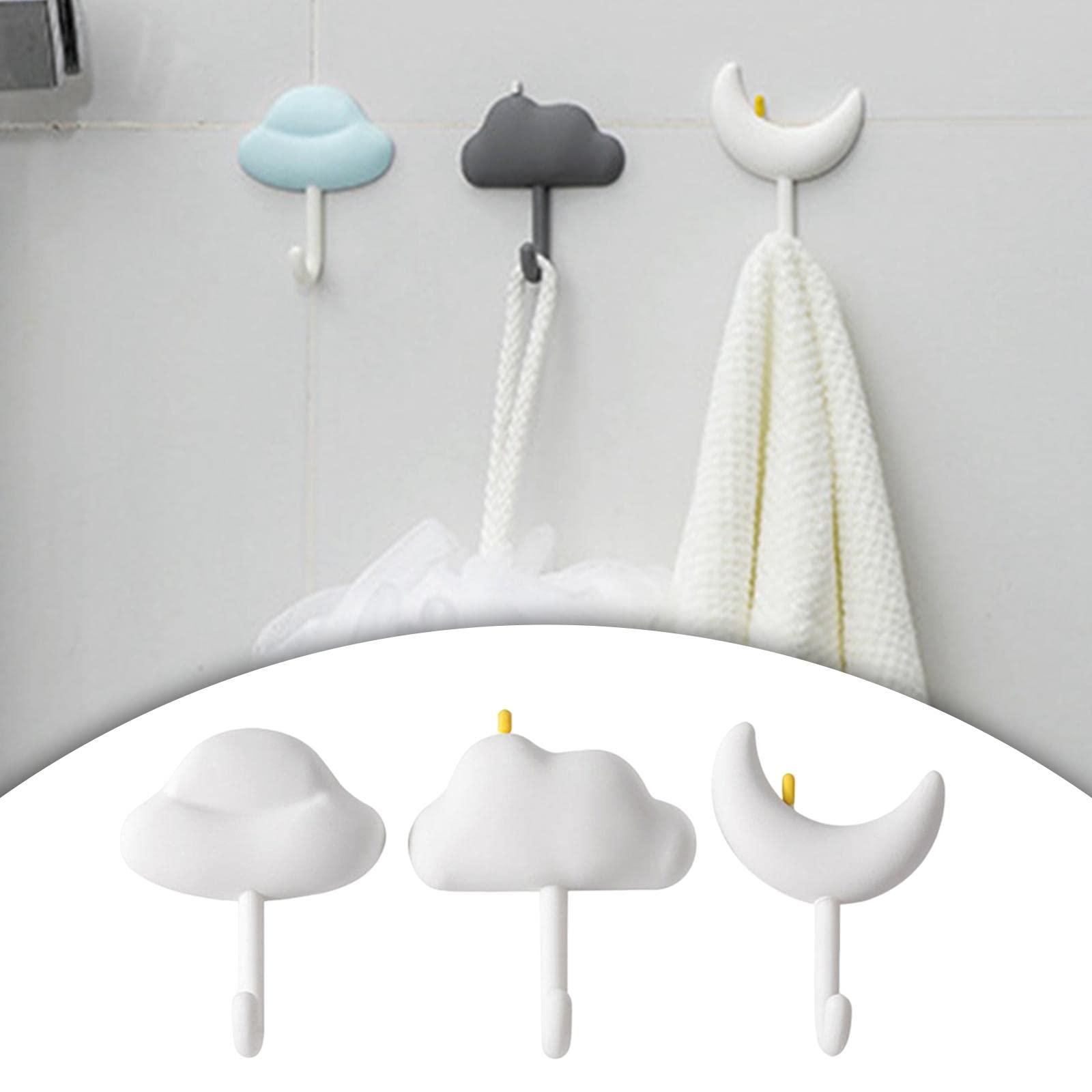 MRKU Appendiabiti con 3 Ganci da Parete/da Montare a Parete, Impermeabile, Adesivo/per Cappelli, Asciugamani, Doccia, Soggiorno
