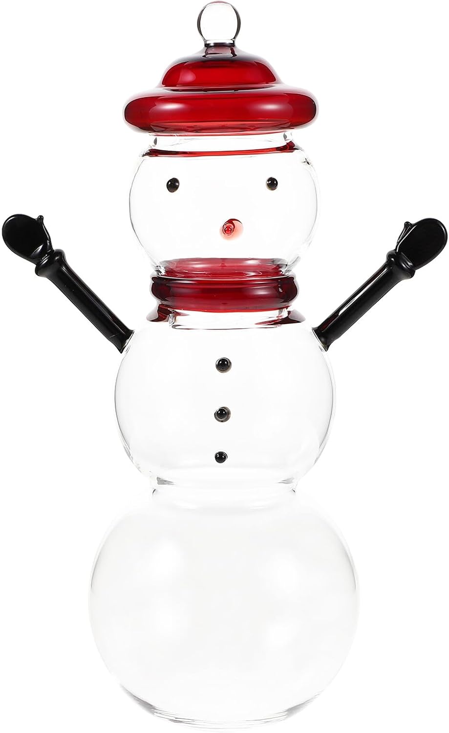 STOBAZA Snowman Candy Glass Jar with Lid Large Decorative Storage Container Christmas Home Décor Candy Canister Seasonal Party Accessory